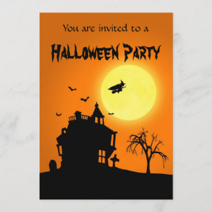 Invitation Joyeux paysage de silhouette d'Halloween