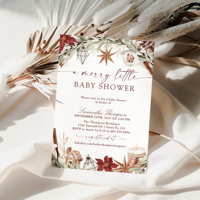 Invitation Joyeux petit Baby shower, Baby shower de Noël (Créateur téléchargé)