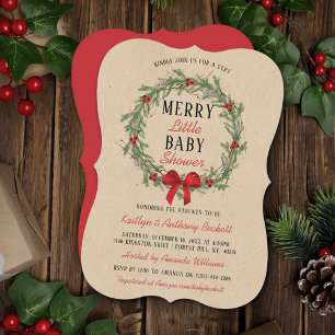 Invitation Joyeux petit Baby shower de Noël