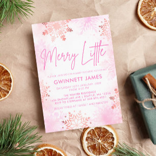 Invitation Joyeux petit Baby shower rose