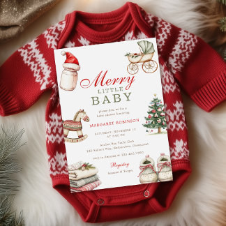 Invitation Joyeux petit bébé Baby shower de Noël d'hiver