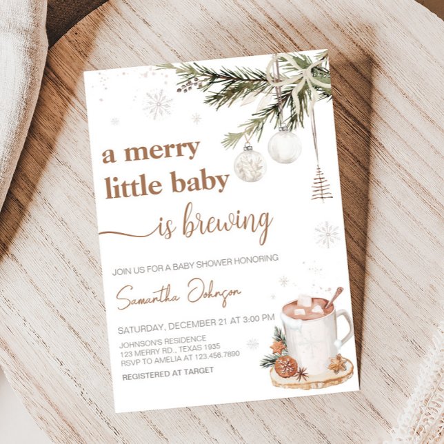 Invitation Joyeux petit bébé brasse du Baby shower (Hot Cocoa Baby is Brewing Baby Shower Invitation
)