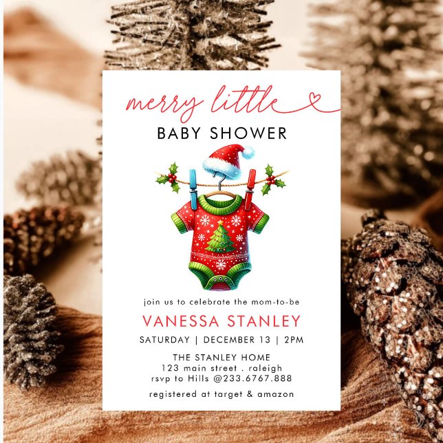 Invitation Joyeux petit Noël Baby shower Père Noël (Créateur téléchargé)