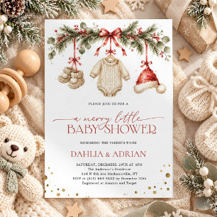 Invitation Joyeux petit Noël Bébé Shower d'hiver