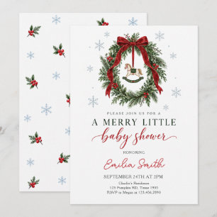 Invitation Joyeux petit Noël Cheval à Bascule Baby Shower