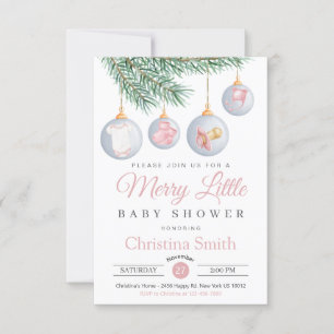 Invitation Joyeux petit Noël hiver bébé fille douche