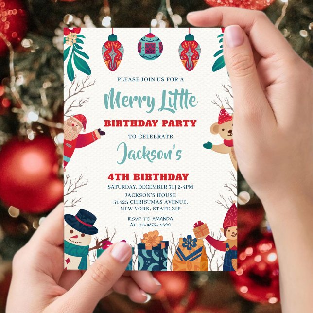 Invitation Joyeux petit Noël pour un 4ème anniversaire (Créateur téléchargé)