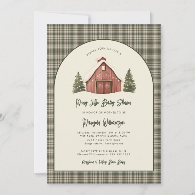 Invitation Joyeux petit Noël Rustique Baby Shower   (Devant)