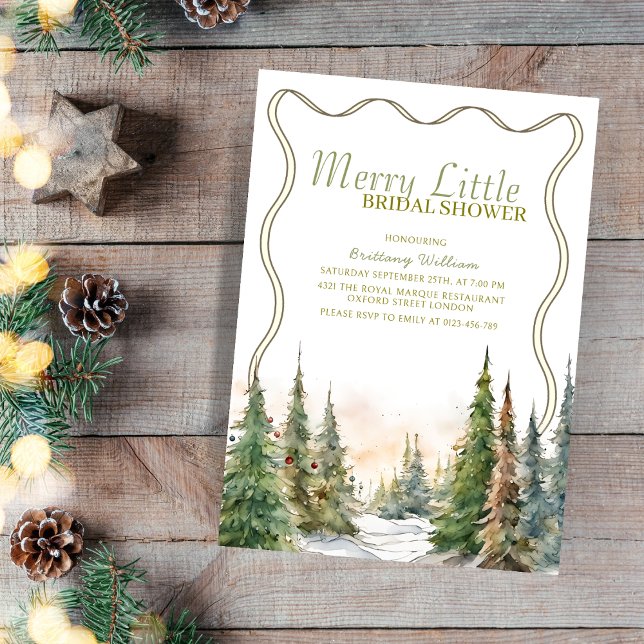 Invitation Joyeux Petite Fête des mariées d'hiver Noël rustiq (Créateur téléchargé)