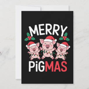 Invitation Joyeux Pigmas Noël Cochon Chapeau de Père Noël Lum