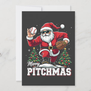 Invitation Joyeux Pitchmas Noël Amateur de baseball Père Noël