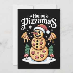 Invitation Joyeux Pizzamas Noël Pizza Bonhomme de neige Chape
