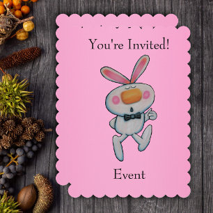 Invitation Joyeux pouces vers le haut Bunny Bow Cravate rose