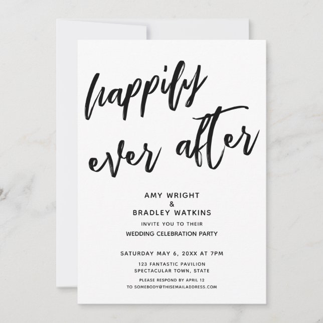 Invitation Joyeux Pour Toujours Écriture Mariage Réception (Devant)