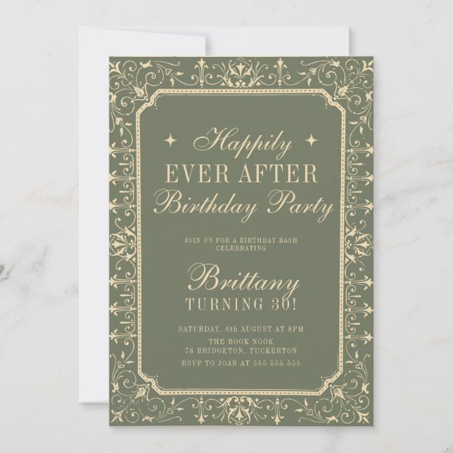 Invitation Joyeux Pour Toujours Fête d'Anniversaire de Livre  (Devant)