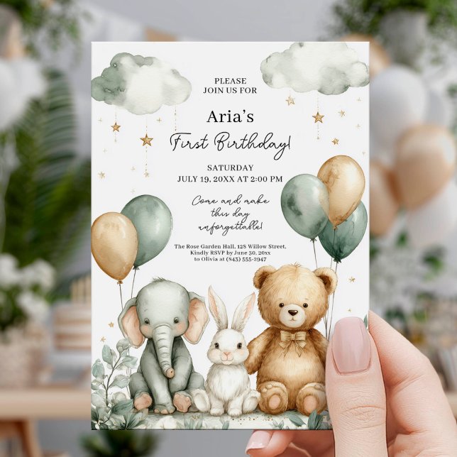 Invitation Joyeux premier anniversaire bébé safari (Créateur téléchargé)