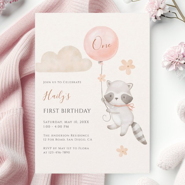 Invitation Joyeux premier anniversaire de la petite fille au  (Créateur téléchargé)