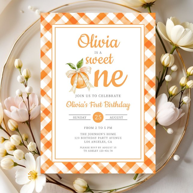 Invitation Joyeux premier anniversaire orange Citrus (Sweet One Orange Citrus 1st Birthday Invitation)