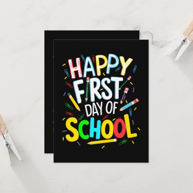 Invitation Joyeux premier jour de rentrée scolaire (Devant/Arrière en situation)