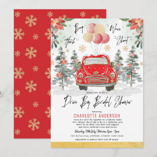 Invitation Joyeux Red Green Gold Route d'hiver Par Fête des m