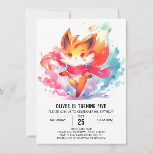 Invitation Joyeux Renard moderne Anniversaire