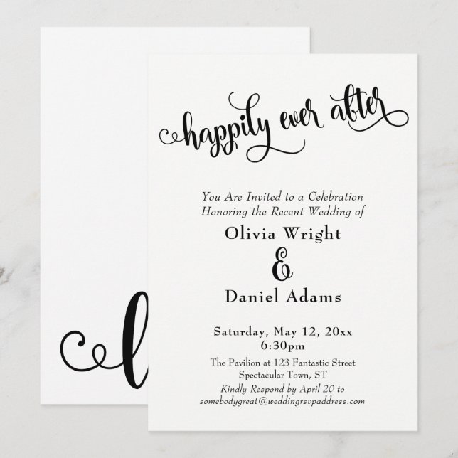 Invitation Joyeux script après le noir et blanc (Devant / Derrière)