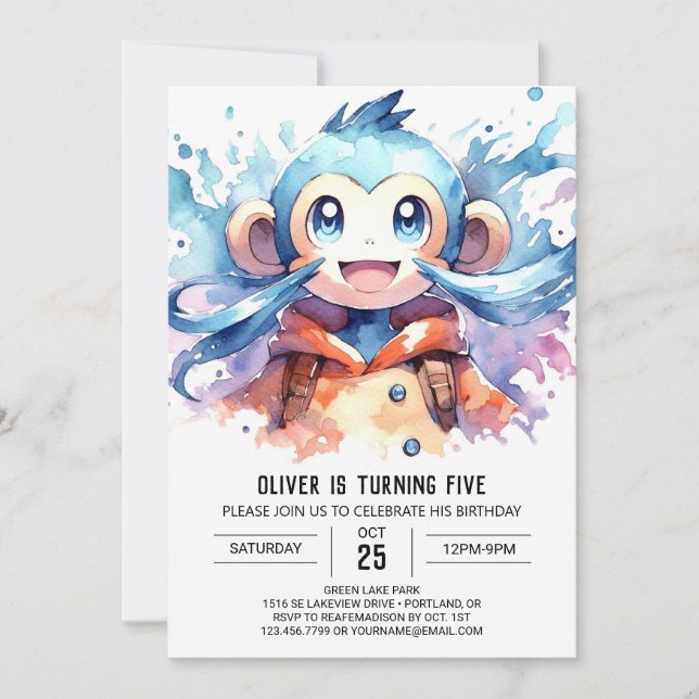 Invitation Joyeux singe en ligne Anniversaire (Devant)