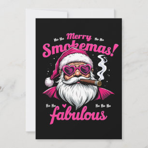 Invitation Joyeux Smokemas Drôle de Père Noël avec Gros Cigar
