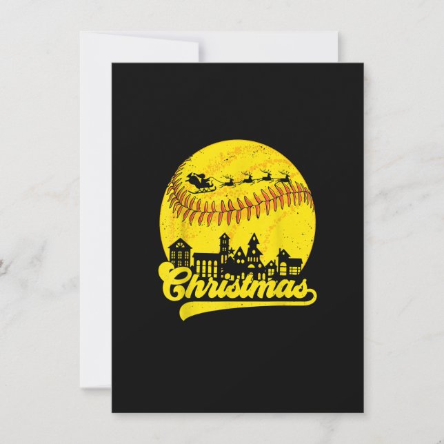 Invitation Joyeux softball de Noël Père Noël Elf Reindeer Bas (Devant)