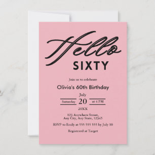 Invitation Joyeux soixantième anniversaire rose moderne