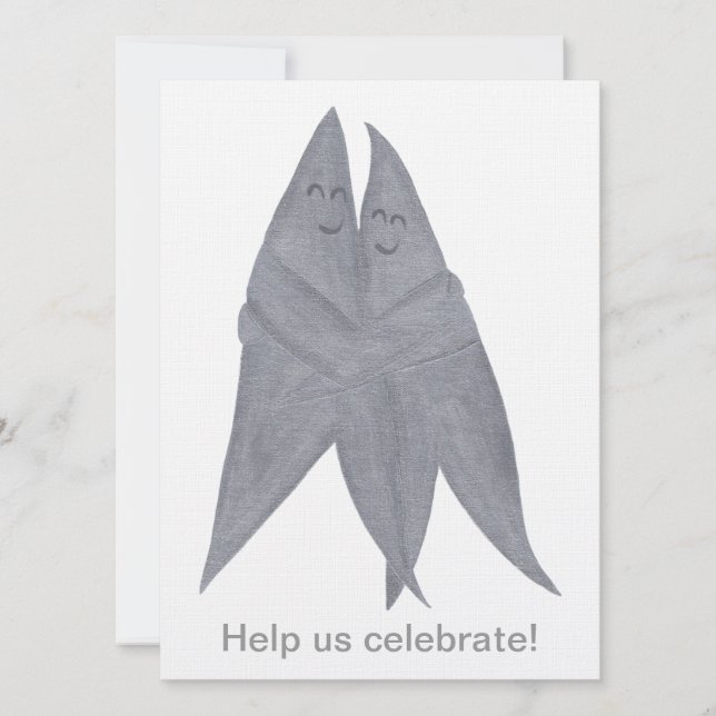 Invitation Joyeux Sourire aux étoiles d'argent Mariage en cou (Devant)