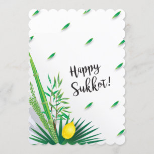 Invitation Joyeux Sukkot Lulav et Aquarelle Etrog