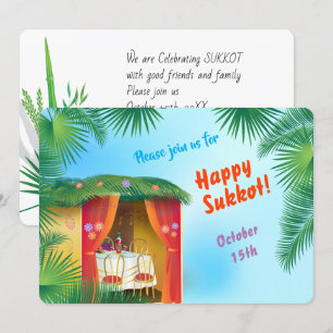 Invitation Joyeux Sukkot Sukkah Lulav et Aquarelle Etrog