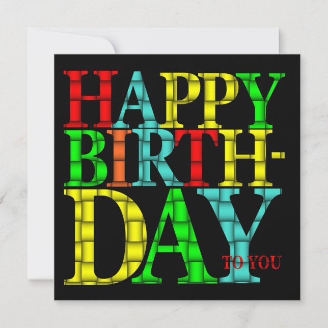 Invitation Joyeux texte d'anniversaire coloré avec Arrière -  (Devant)