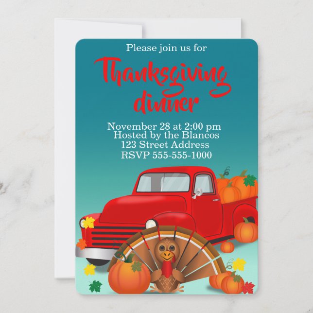 Invitation Joyeux Thanksgiving (Devant)