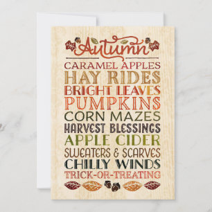Invitation Joyeux Thanksgiving Mots descriptifs Automne