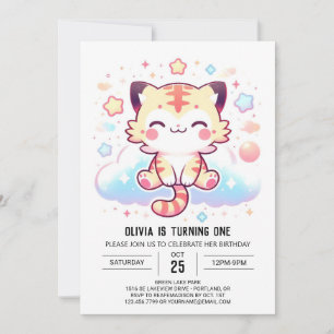 Invitation Joyeux Tigre adorable 1er anniversaire