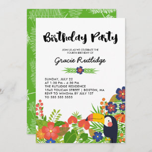 Invitation Joyeux Toucan Tropical Anniversaire de enfant Part
