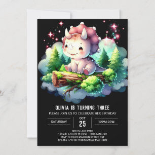Invitation Joyeux Tricératops Boho Anniversaire