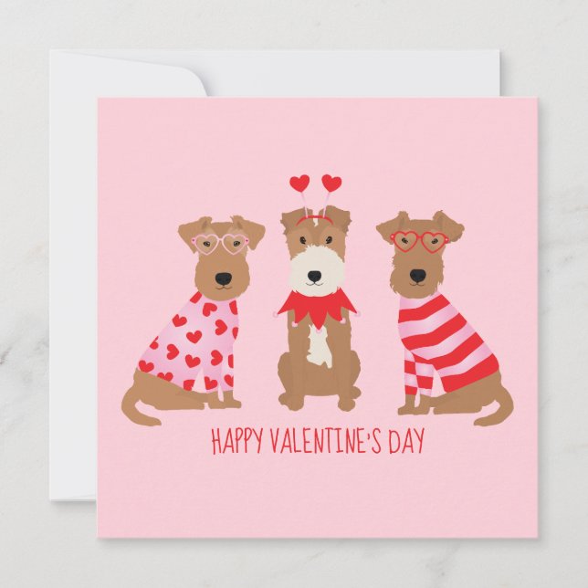 Invitation Joyeux Valentines Day Welsh Wire Fox Terrier Chien (Devant)