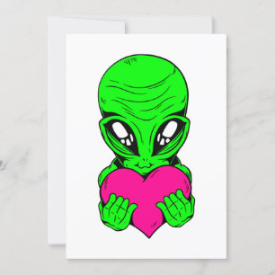Invitation joyeux valentines jour alien coeur rose
