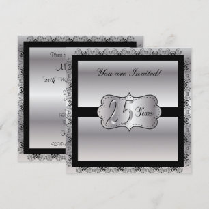 Invitation Joyeux Vingt-Cinquième Anniversaire de Mariage 25 