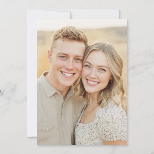 Invitation Joyful Beige Floral Photo (Devant)