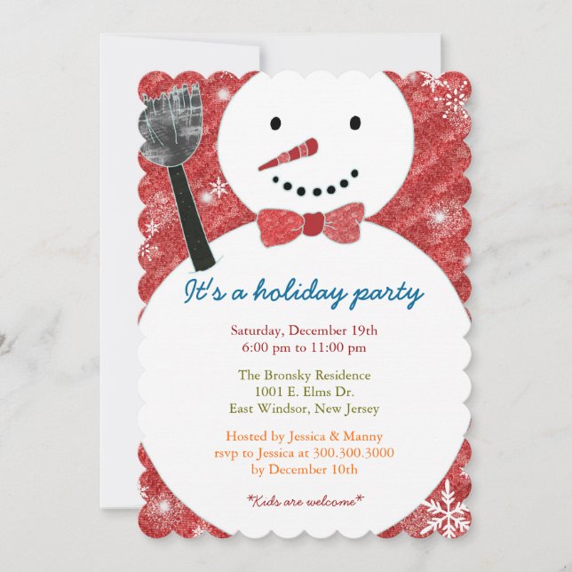Invitation Joyful Bow Cravate Fête de Snowman (Devant)