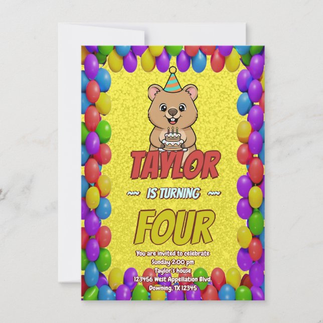 Invitation Joyful Capybara Birthday Invite (Devant)