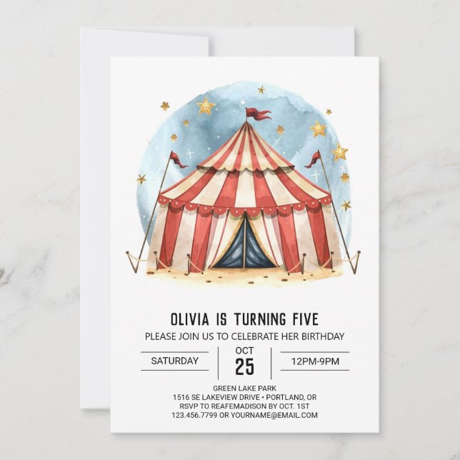 Invitation Joyful Children's Festival Circus Anniversaire (Devant)
