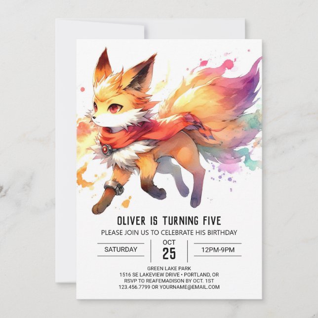 Invitation Joyful Fox Anniversaire en ligne (Devant)