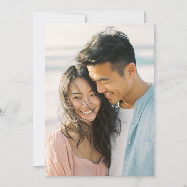 Invitation Joyful Light Blue Peach Realistic Photo (Devant)