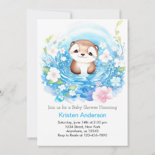 Invitation Joyful Otter's Watercolor Boy Baby shower