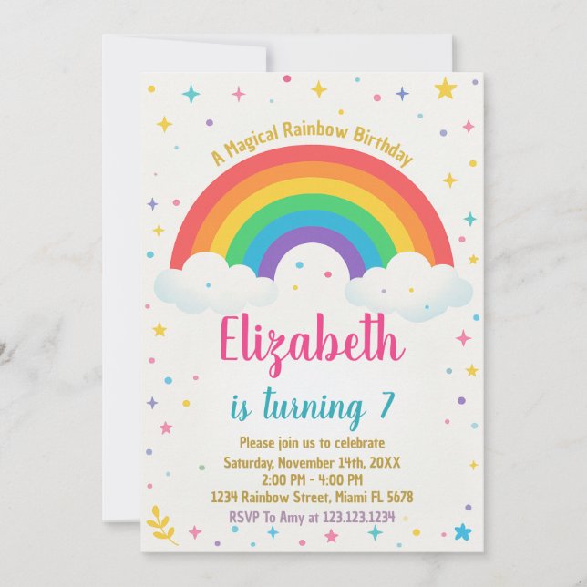 Invitation Joyful Rainbow Birthday (Devant)